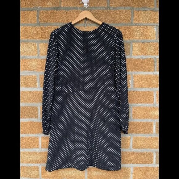THEORY Polka Dot Long-Sleeve Mini Crepe Dress size 12 - Picture 3 of 12